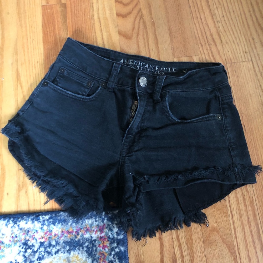 American Eagle black denim shorts